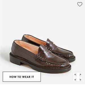 jcrew Rowan penny loafers in brown leather